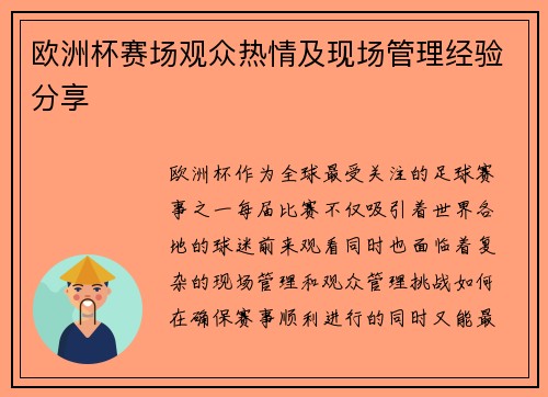 欧洲杯赛场观众热情及现场管理经验分享